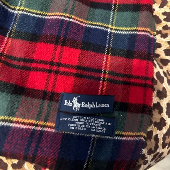 Polo Ralph Lauren Red Green Plaid Scarf - Picture 2 of 2